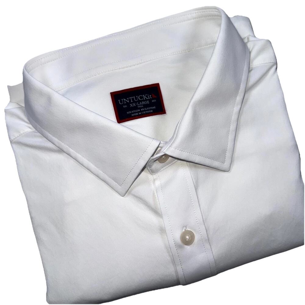 Untuckit Shirt Mens 2XL Tall White Stretch Long Sleeve Button-Up Business Casual